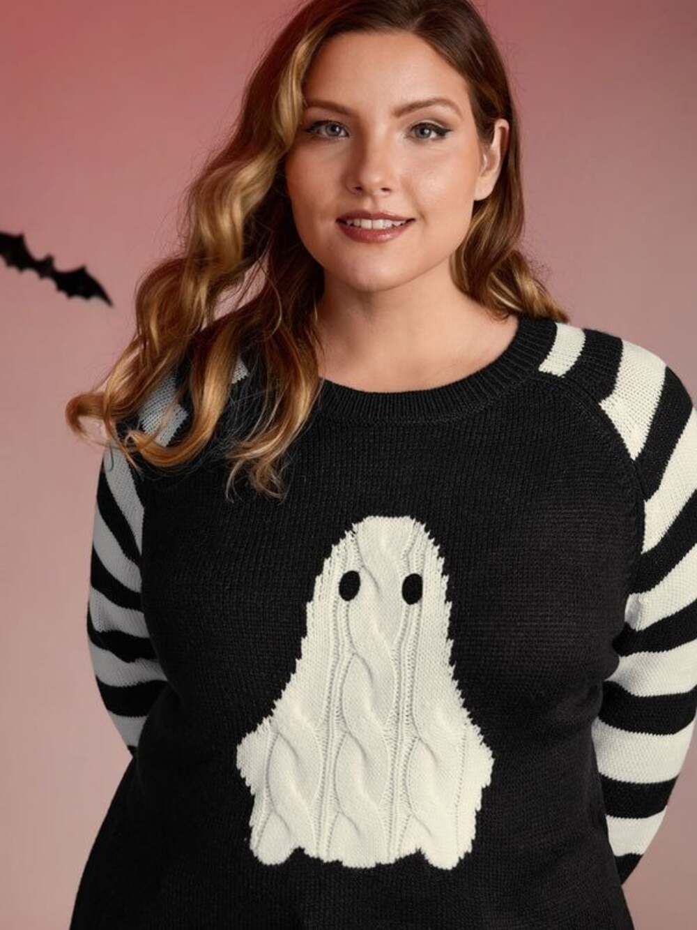 Plus SiZe 22-24 3X Bloomchic Halloween Ghost Knit Sweater